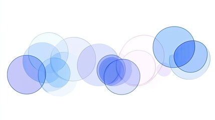 Abstract representation of overlapping circles in varying shades of blue and pink on a white background