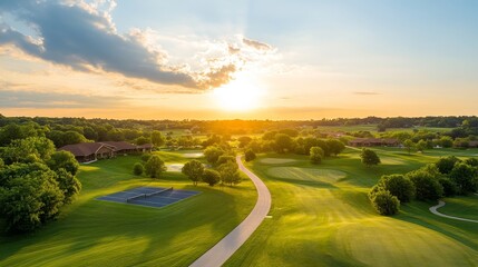 Fototapeta premium Scenic View of Luxury Retirement Community at Sunset