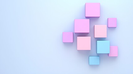 Colorful geometric blocks arranged playfully on a soft pastel background, ideal for design concepts