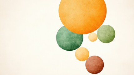 Abstract composition of colorful textured circles on a light background, ideal for design use