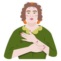 Young beauty woman doing lymphatic drainage massage. Self-care woman with skincare routines. Wellness lifestyle branding. Minimalistic vector illustration in flat modern style. Isolated