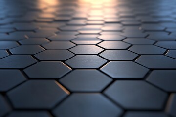 Close-up view of hexagonal tiles creating a textured surface.