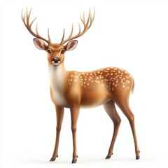 Obraz premium Beautiful deer with delicate antlers and soft fur, isolated on white background