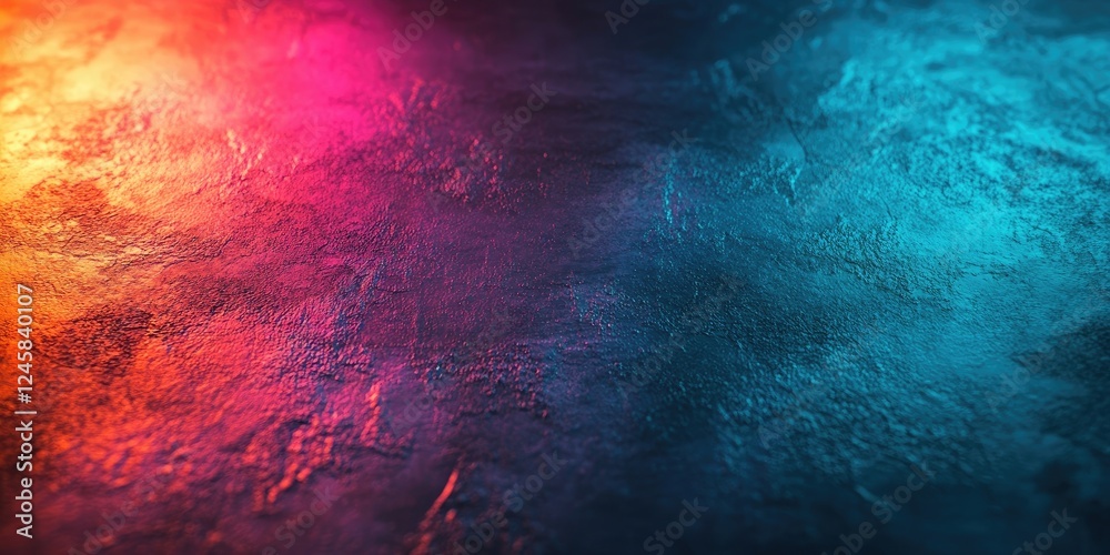 Leinwandbilder Textured surface with vibrant orange and teal illumination, creating an abstract background effect with detailed patterns and shadows.