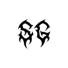 Obraz premium SG monogram logo design letter text name symbol monochrome logotype alphabet character simple logo