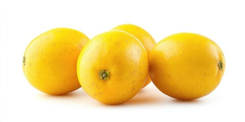 Yellow tropical fruits arranged in a cluster on a white background, showcasing their smooth surface and vibrant color for emphasis.