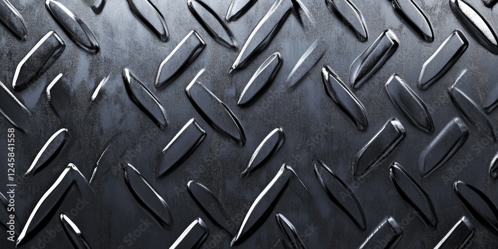 Aufkleber textured steel surface with parallel diamond patterns in dark metallic tones reflecting light, showc