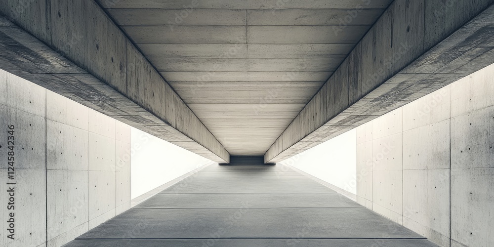 Fototapete modern architectural abstract perspective of a minimalistic concrete corridor with soft natural ligh