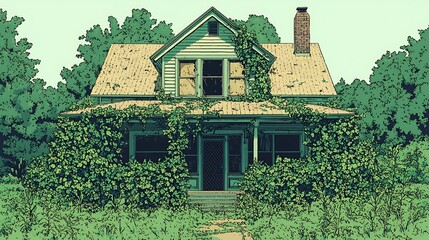 Overgrown Vintage House - Abandoned Home in Nature.