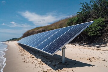 Beach Solar Power Panels for Sustainable Clean Energy Solutions
