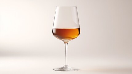 A single glass of wine with a minimalistic backdrop featuring a gradient from light gray to white