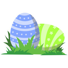 Colorful Easter Eggs in Grass