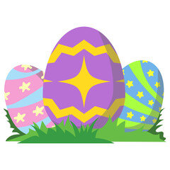 Colorful Easter Eggs in Grass