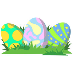 Colorful Easter Eggs in Grass