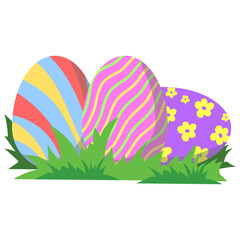 Colorful Easter Eggs in Grass