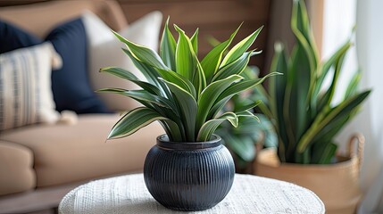 a potted plant sitting on top of a white table interior design background