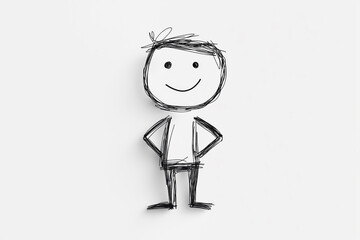 Minimalist hand drawn boy figure.Abstract and artistic pencil sketch
Copy and text space.