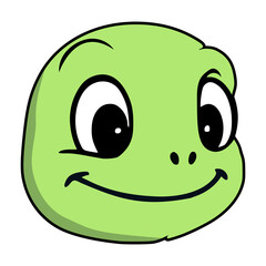 cute turtle head cartoon character animal flat color vector illustration template design