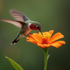 Hummingbird sipping nectar from a bloom