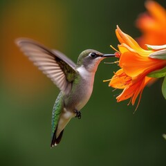 Fototapeta premium Hummingbird sipping nectar from a bloom