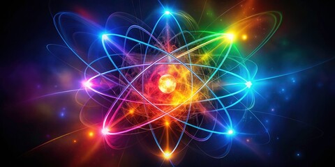 Obraz premium Retro Atom Silhouette: Groundbreaking Particle Physics Discovery - Scientific Breakthrough