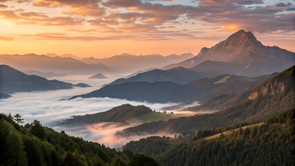 Obraz premium breathtaking mountain landscape with a golden sunrise
