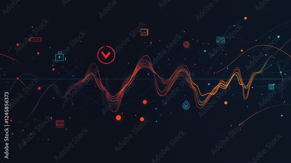 Poster a modern visual of a pulse aligning with startup icons, symbolizing entrepreneurial energy and the d