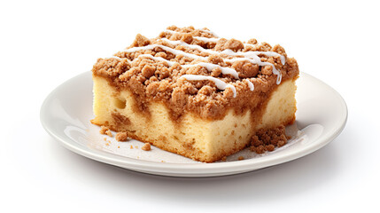 Golden Crumble Coffee Cake on a White Plate