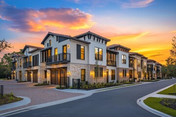 Luxury townhomes sunset Florida real estate development