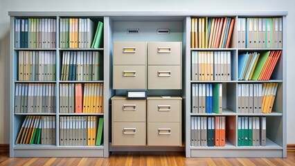 Organized Record Keeping System with Cabinet of Folders in a Room
