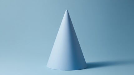 Monochrome Minimalism: A lone white cone stands in stark contrast against a calming blue background, creating a minimalist, geometric composition that is both visually striking and evocative.