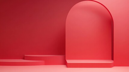 Obraz premium Red studio gradient background for product placement or website. Copy Space, horizontal composition.