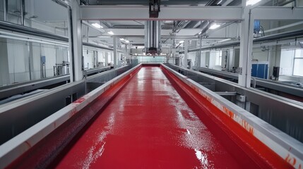 Obraz premium Industrial washing and dyeing machines treating fabric for mass production