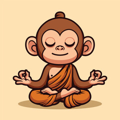 cute monkey monk cartoon illustration
