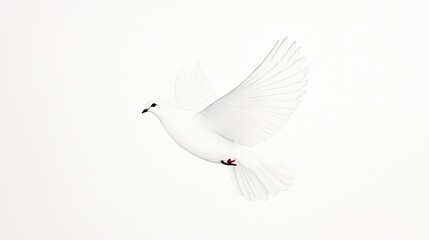 A graceful white dove in mid-flight against a minimalist background, symbolizing peace and freedom