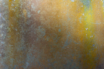 Old Rusty Metal Sheet with Peeling Paint and Corrosion Patterns
