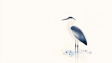 Elegant heron standing gracefully in serene waters, showcasing a tranquil natural scene
