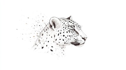 Artistic depiction of a leopard's head with abstract elements, showcasing wildlife beauty