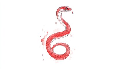 Red snake illustration with a striking design, showcasing its curves and vibrant colors