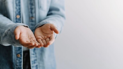 Palms reaching forward, softly blurred background highlighting human connection and generous spirit of open hands extending with compassionate intention