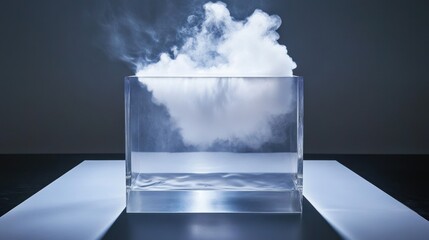Steam rising from cooling glass sheets after rapid temperature adjustments