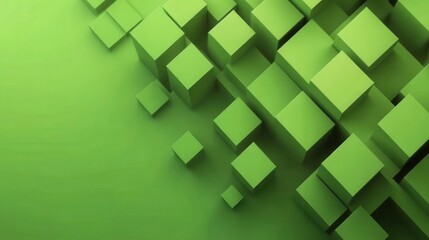 Obraz premium Green cubic composition generating geometric depth, structured pattern revealing contemporary abstract design against vivid emerald surface