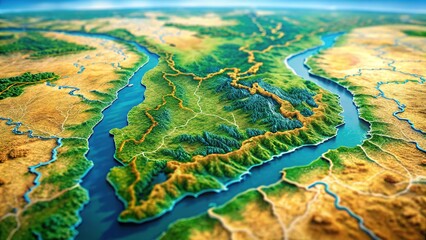 High-resolution drone photo of Indiana, detailed physical map, AI art, realistic.