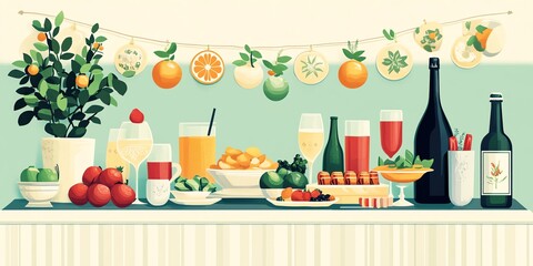 Iftar Ramadan banner with food and drinks A dynamic