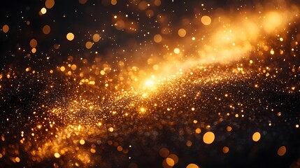 Obraz premium Golden waves of shimmering energy flowing in an abstract light display