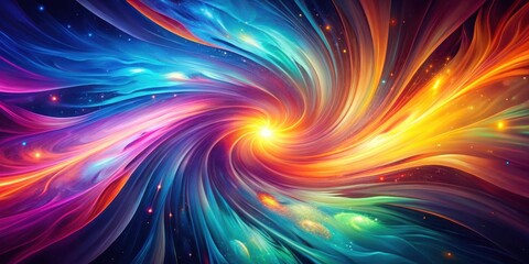 Obraz premium Vibrant abstract background with swirling shapes in gradient colors, resembling a cosmic explosion, artistic backgrounds, dynamic textures