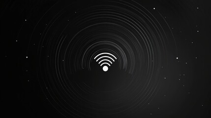Connecting the World: Abstract digital art depicting a wifi signal at the center of swirling dark concentric circles, symbolizing global connectivity and the power of the internet.