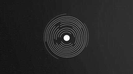 Abstract Circle Design: A minimalist composition of concentric circles, reminiscent of a record player, features a central white dot against a dark background, creating a captivating visual illusion.