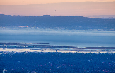 Breathtaking, beautiful sunrise view in mountains Silicon Valley, dreamy backdrop for trekking enthusiasts. Travel moment captures natures harmony and the allure of morning light in California's hills