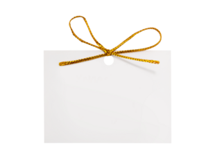 Blank Gift card with ribbon isolated on white background